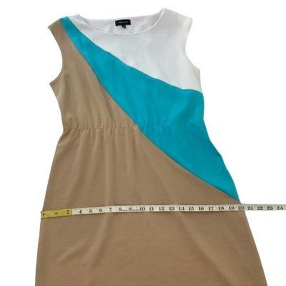 Spence Women’s Sz 12 Tan Polyester Spandex Scoop Neck Sleeveless Shift Dress - Picture 10 of 12